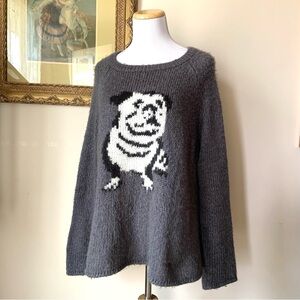 Wooden Ships Paola Buendia Dog Sweater Medium Large Bulldog Gray Mohair Intarsia